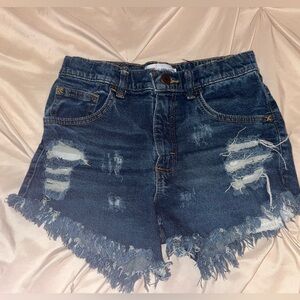 Wrangler Blue Jean Shorts Distressed Frayed Hem
